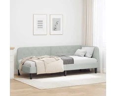 Lova Kampinė lovos konstrukcija Šviesiai pilka 80 x 200 cm Aksomas