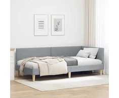 Lova Kampinė lovos konstrukcija Šviesiai pilka 100 cm x 200 cm