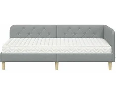 Lova Kampinė lovos konstrukcija Šviesiai pilka 100 x 200 cm audinys