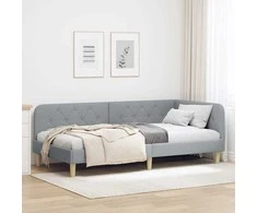 Lova Kampinė lovos konstrukcija Šviesiai pilka 100 x 200 cm audinys