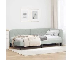 Lova Kampinė lovos konstrukcija Šviesiai pilka 90 x 190 cm Aksomas