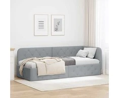 Lova Kampinė lovos konstrukcija Šviesiai pilka 80 x 200 cm audinys
