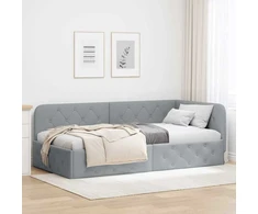 Lova Kampinė lovos konstrukcija Šviesiai pilka 90 x 190 cm audinys
