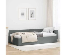 Lova Kampinė lovos konstrukcija Tamsiai pilka 90 cm x 200 cm audinys