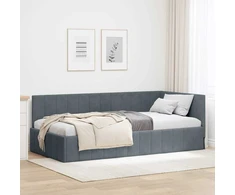 Lova Kampinė lovos konstrukcija Tamsiai pilka 100 cm x 200 cm
