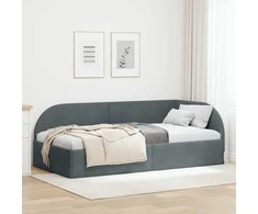 Lova Kampinė lovos konstrukcija Tamsiai pilka 80 cm x 200 cm Aksomas