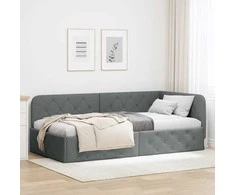 Lova Kampinė lovos konstrukcija Tamsiai pilka 90 x 190 cm audinys