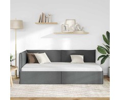 Lova Kampinė lovos konstrukcija Tamsiai pilka 90 x 200 cm audinys