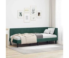 Lova Kampinė lovos konstrukcija Tamsiai žalia 80 cm x 200 cm Aksomas