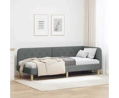 Lova Kampinė lovos konstrukcija Tamsiai pilka 80 x 200 cm audinys