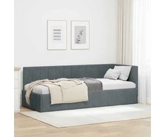 Lova Kampinė lovos konstrukcija Tamsiai pilka 80 cm x 200 cm Aksomas