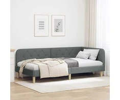 Lova Kampinė lovos konstrukcija Tamsiai pilka 90 x 200 cm audinys