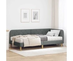 Lova Kampinė lovos konstrukcija Tamsiai pilka 90 x 200 cm audinys