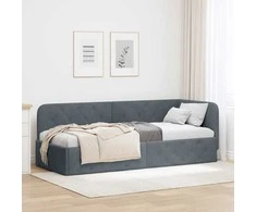 Lova Kampinė lovos konstrukcija Tamsiai pilka 80 x 200 cm Aksomas