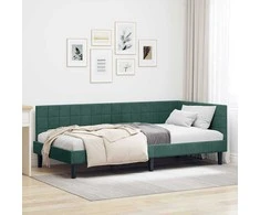 Lova Kampinė lovos konstrukcija Tamsiai žalia 90 cm x 190 cm Aksomas