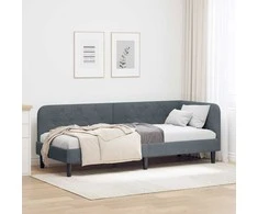 Lova Kampinė lovos konstrukcija Tamsiai pilka 80 x 200 cm Aksomas