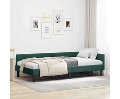 Lova Kampinė lovos konstrukcija Tamsiai žalia 100 cm x 200 cm