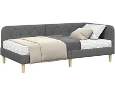 Lova Kampinė lovos konstrukcija Tamsiai pilka 90 x 200 cm audinys