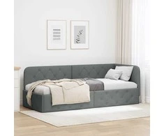 Lova Kampinė lovos konstrukcija Tamsiai pilka 80 x 200 cm audinys