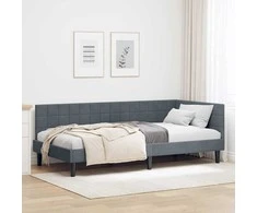 Lova Kampinė lovos konstrukcija Tamsiai pilka 100 cm x 200 cm