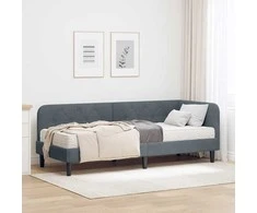 Lova Kampinė lovos konstrukcija Tamsiai pilka 80 x 200 cm Aksomas