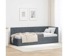 Lova Kampinė lovos konstrukcija Tamsiai pilka 80 cm x 200 cm Aksomas
