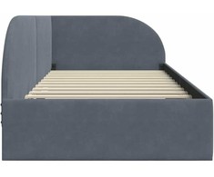 Lova Kampinė lovos konstrukcija Tamsiai pilka 90 cm x 200 cm Aksomas
