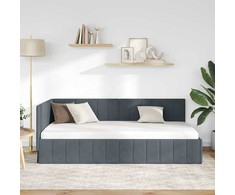 Lova Kampinė lovos konstrukcija Tamsiai pilka 90 cm x 200 cm Aksomas