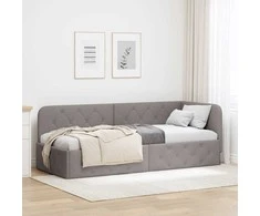 Lova Kampinė lovos konstrukcija Taupe 80 x 200 cm audinys