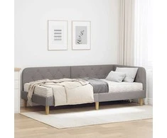 Lova Kampinė lovos konstrukcija Taupe 90 x 190 cm audinys
