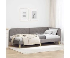 Lova Kampinė lovos konstrukcija Taupe 90 x 190 cm audinys