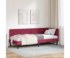 Lova Kampinė lovos konstrukcija Vyno raudona 80 cm x 200 cm Aksomas