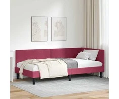 Lova Kampinė lovos konstrukcija Vyno raudona 100 cm x 200 cm Aksomas