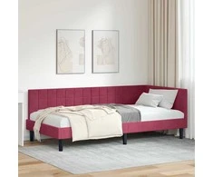 Lova Kampinė lovos konstrukcija Vyno raudona 100 cm x 200 cm Aksomas