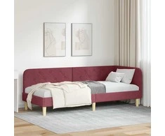 Lova Kampinė lovos konstrukcija Vyno raudona 80 x 200 cm audinys