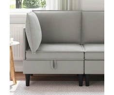 Kampinė Sofa su Saugykla Šviesiai pilka Aksomas