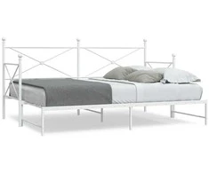 Lova kušetė su kušete be čiužinio Balta 90x200 cm plienas