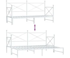 Lova kušetė su kušete be čiužinio Balta 90x200 cm plienas