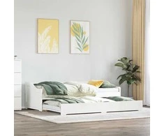 Lova Kušetė su kušete be čiužinio "IRUN" Balta 90x200 cm