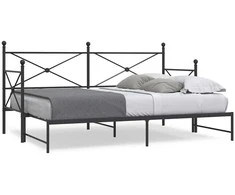 Lova kušetė su kušete be čiužinio Juodas 75x190 cm Plienas