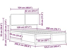 Lova Lovo rėmas su apmuštu galvūgaliu Šviesiai pilka 120 x 200 cm
