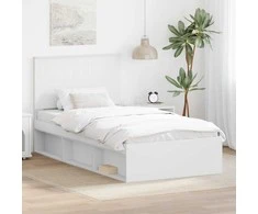 Lova Lovos rėmas Balta 100 x 200 cm Kietos pušies mediena