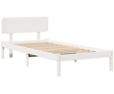 Lova Lovos rėmas Balta 100 x 200 cm Kietos pušies mediena