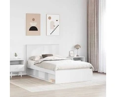 Lova Lovos rėmas Balta 120 x 190 cm Kietos pušies mediena