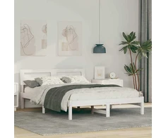 Lova Lovos rėmas Balta 135 x 190 cm Kietos pušies mediena