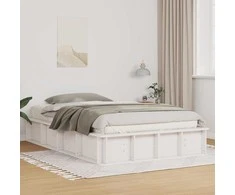 Lova Lovos rėmas Balta 135 x 190 cm Kietos pušies mediena