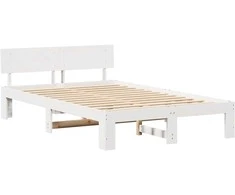 Lova Lovos rėmas Balta 135 x 190 cm Kietos pušies mediena