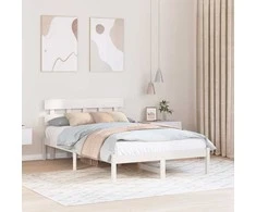 Lova Lovos rėmas Balta 135 x 190 cm Pušies medienos masyvas