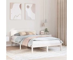 Lova Lovos rėmas Balta 140 x 190 cm Kietos pušies mediena