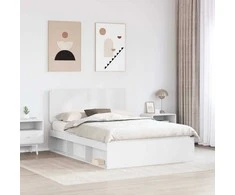 Lova Lovos rėmas Balta 140 x 190 cm Kietos pušies mediena